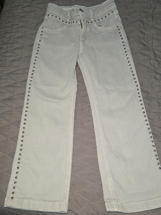 Zara Other - Zara Light Gray Wide-Leg Jeans with Black Stud Trim